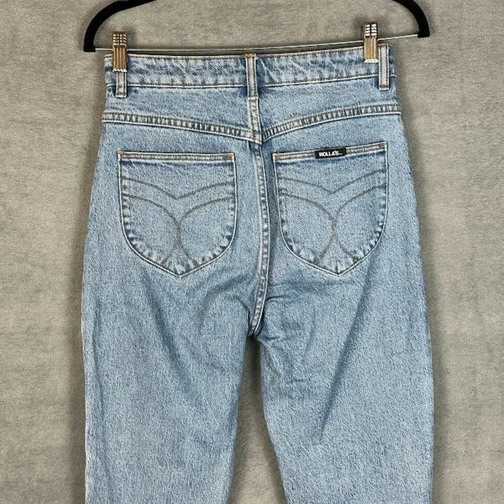 Rollas Jeans Womens 28 Blue Dusters High Rise Slim Straight Stretch Pockets